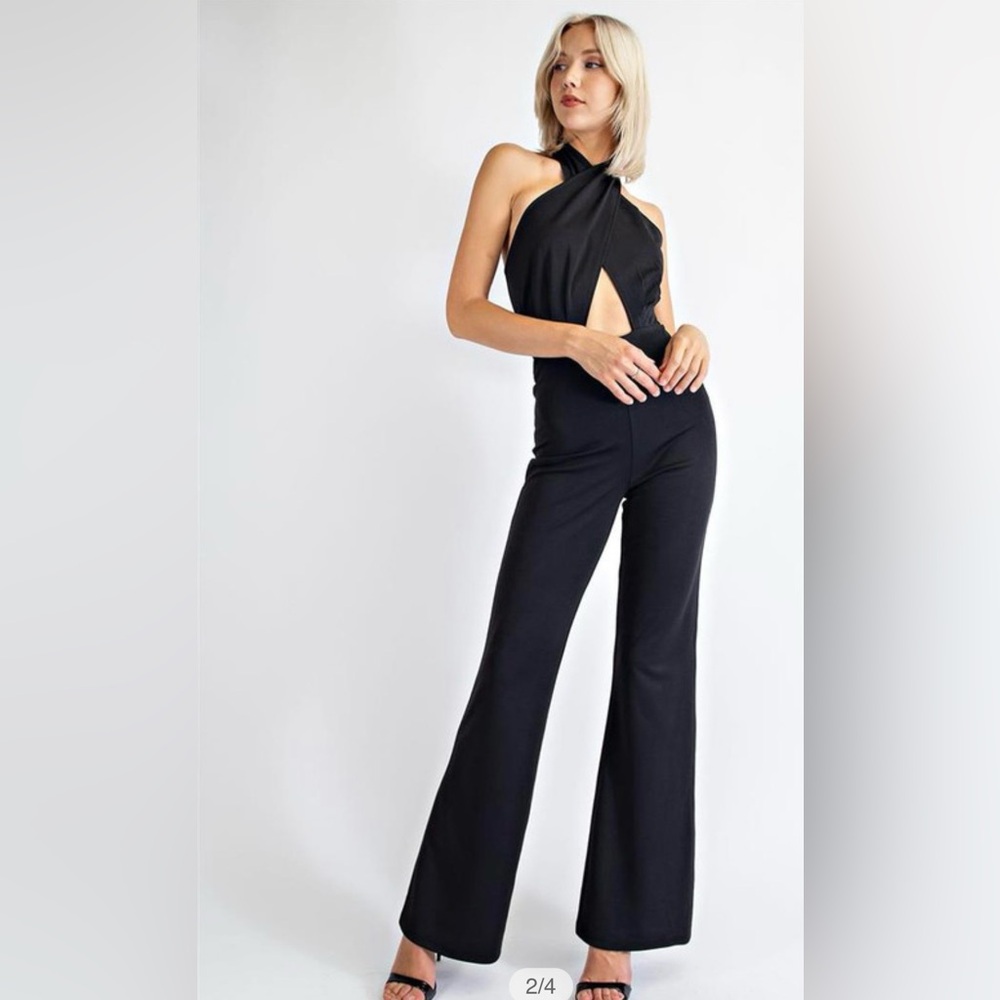 Sexy crossover halter jumpsuit